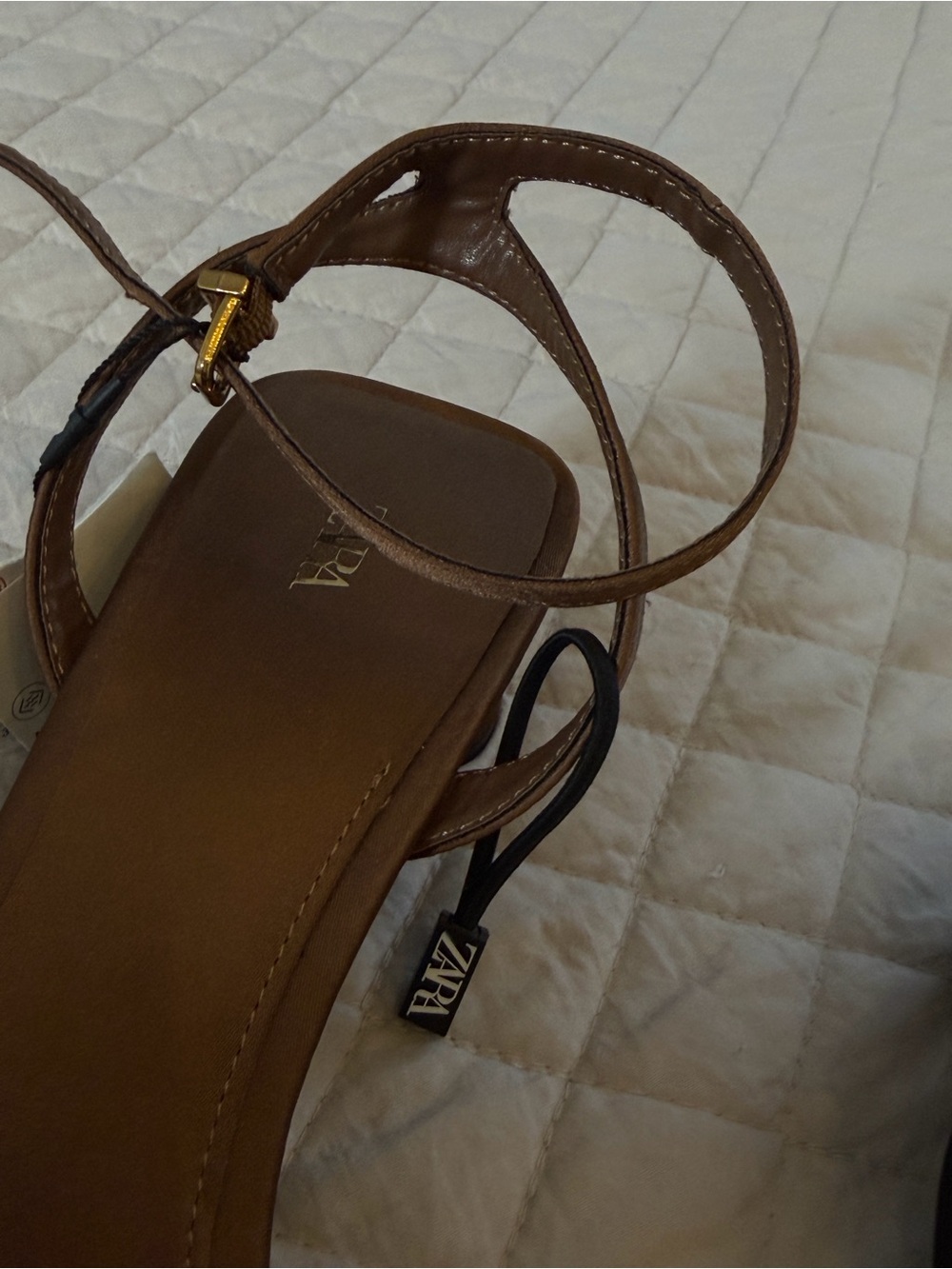 Zara Brown Ankle-Strap Block Heel Sandals - Picture 6 of 7